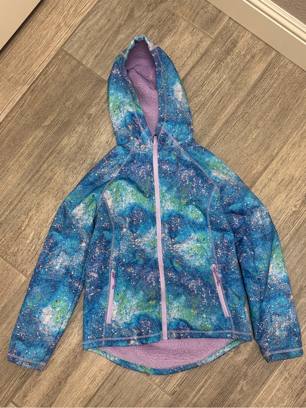 Kids All In Motion Blue Purple Galaxy Hooded Snow/Rain Jacket